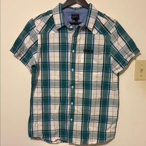 Bench Green and White Plaid Short-Sleeve Button-Down Shirt New with Tags